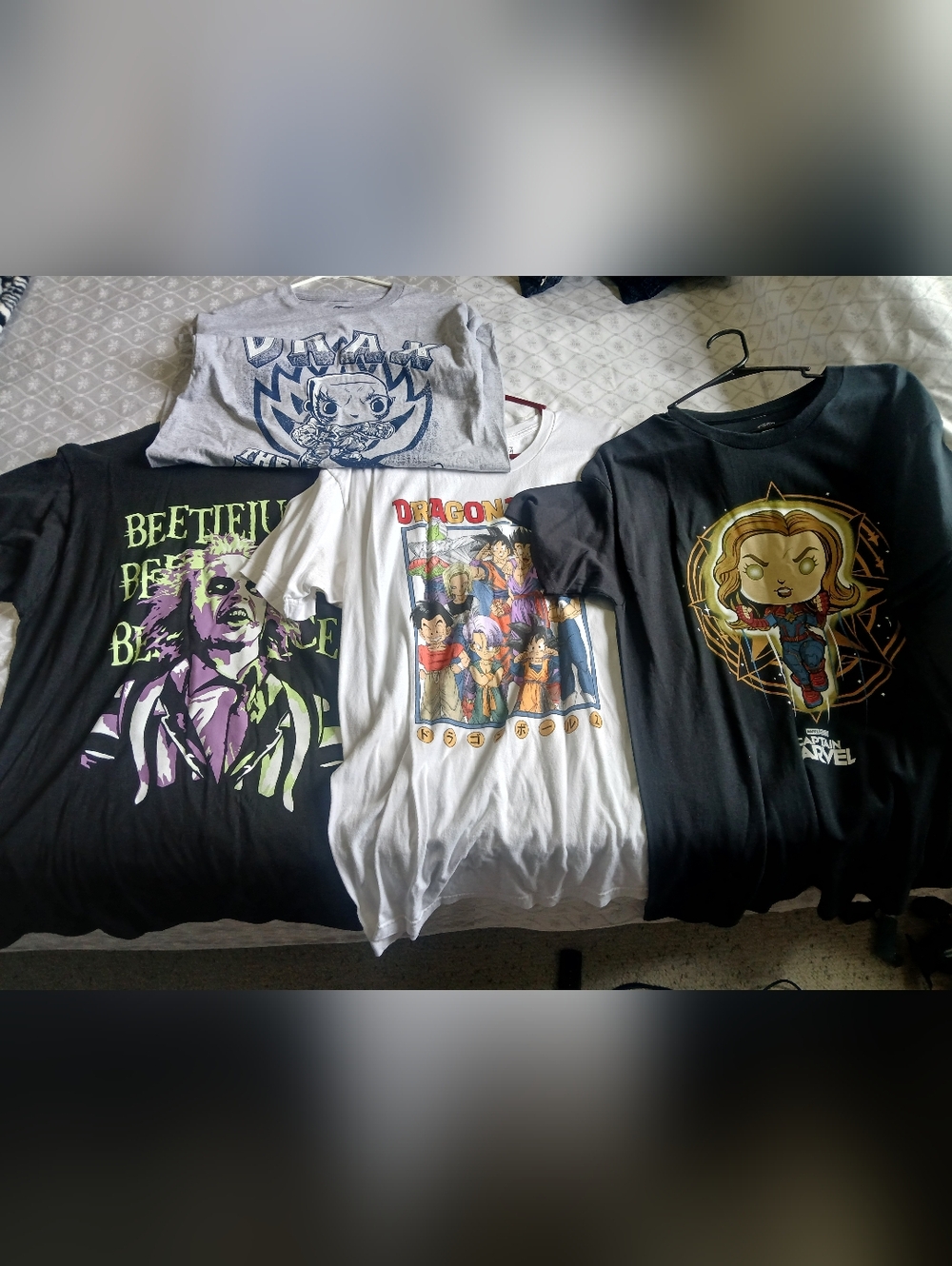 Mens Size L Graphic T. Shirts Tees Bundle FUNKO MARVEL BEETLEJUICE DRAGON BALLZ